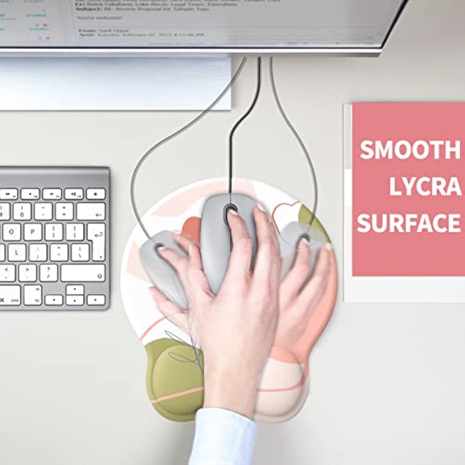 Mouse Pad With Wrist Rest, Comfortable Computer Mousepad With Gel Wrist Support Smooth And Non-Slip Pu Base For Pain Relief, Laptop, Office & Home (Rose)