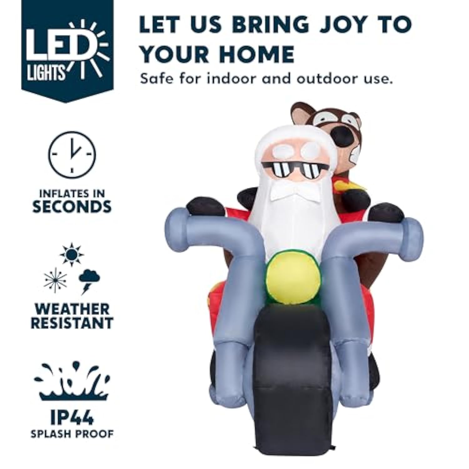 7 Ft Long Christmas Inflatables Outdoor Decorations, Inflatable Santa Riding Motorcycle With Reindeer, Blow Up Yard Deco