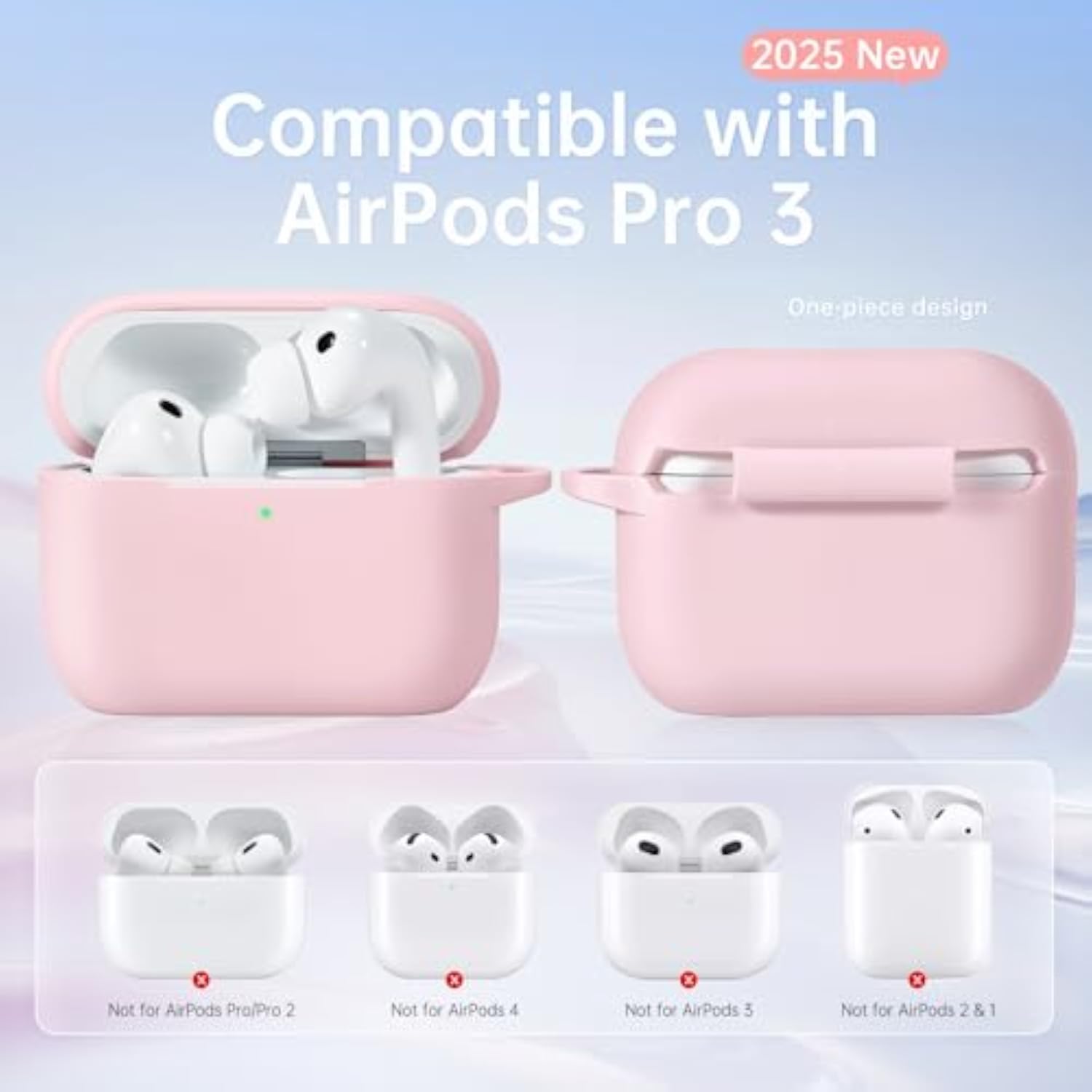 AirPods Pro 3 Case Cover for Women Girls 2025 with Cleaning Kit and Cute Bling Keychain, Soft Silicone Protective Case Compatible with Apple AirPods Pro 3rd Generation Accessories, Pink