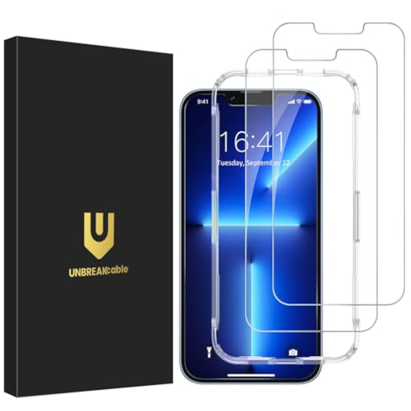 Screen Protector For Iphone 14/13/13 Pro [2-Pack] Double Shatterproof Tempered Glass [Easy Installation Frame] [9H Hardness] [99.99% Hd Clear] [Bubble Free] For Apple 14/13/13 Pro 6.1''
