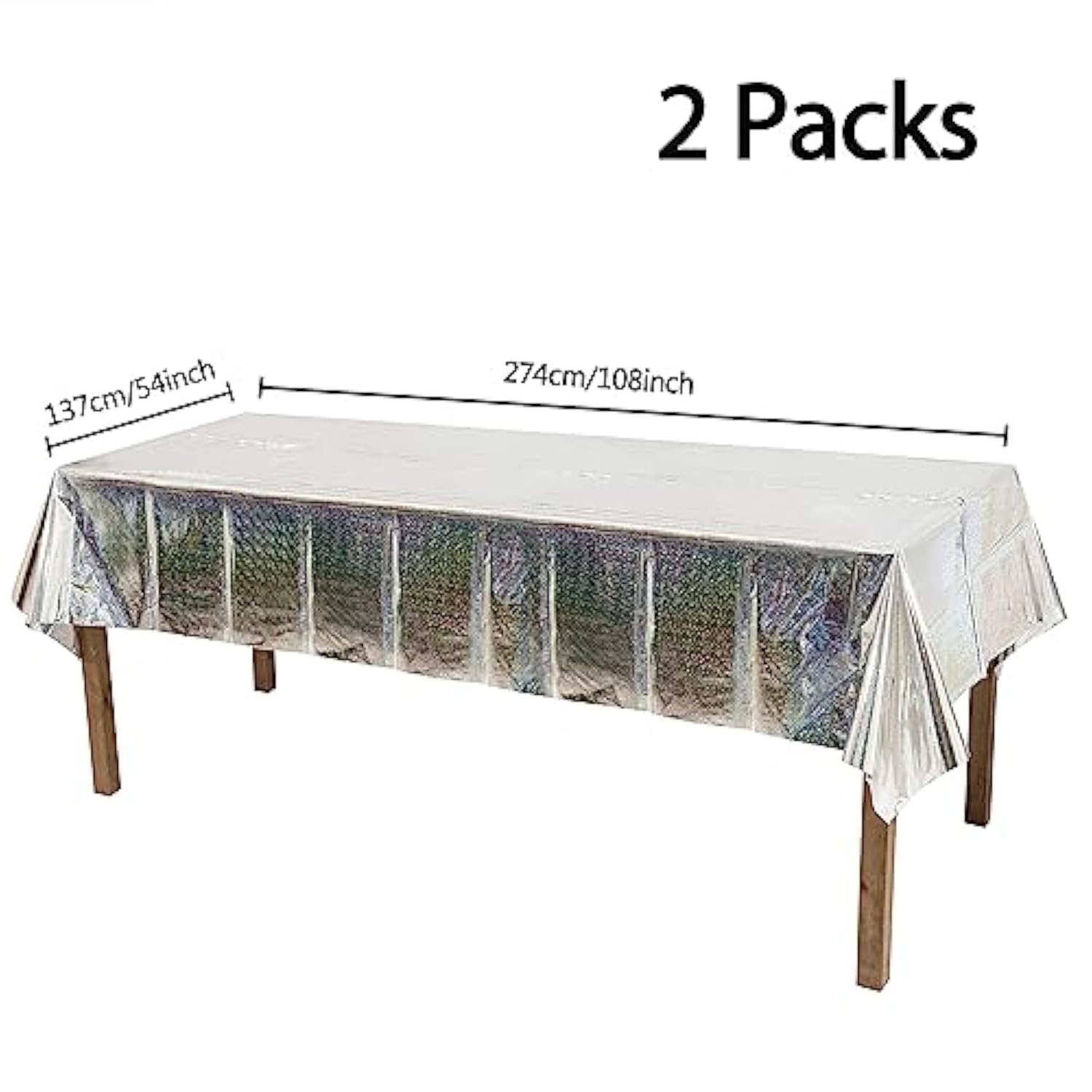 Party Table Cover Disposable Silver Table Cloths For Birthdays Ceremony Party Decorations Rectangle Tablecover 54'' X 108'' - 2 Packs