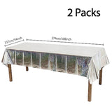 Party Table Cover Disposable Silver Table Cloths For Birthdays Ceremony Party Decorations Rectangle Tablecover 54'' X 108'' - 2 Packs