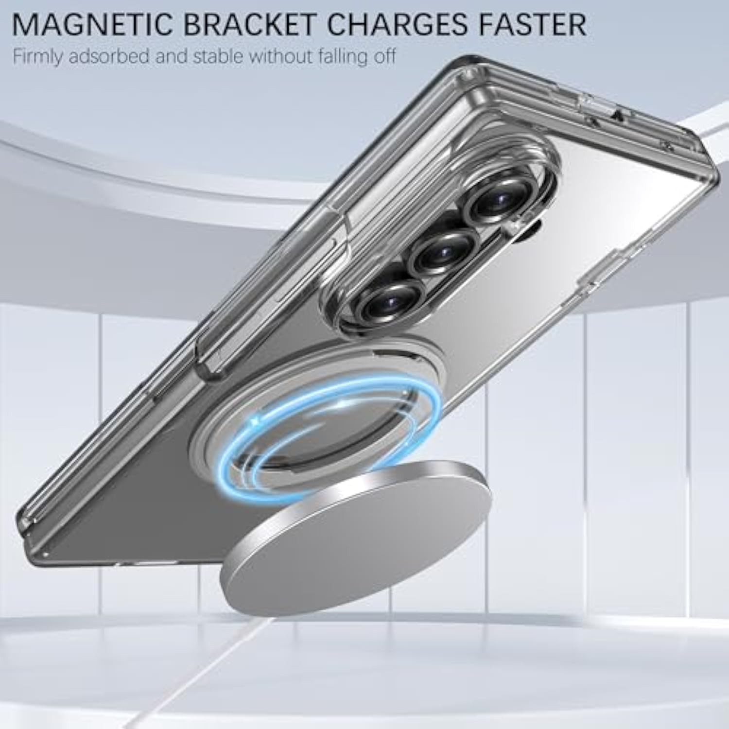 For Samsung Z Fold 7 Case Clear With Kickstand Hinge Protection Built-In Hd Glass Screen Protector Shockproof Protective Case For Galaxy Z Fold 7 2025 - Clear