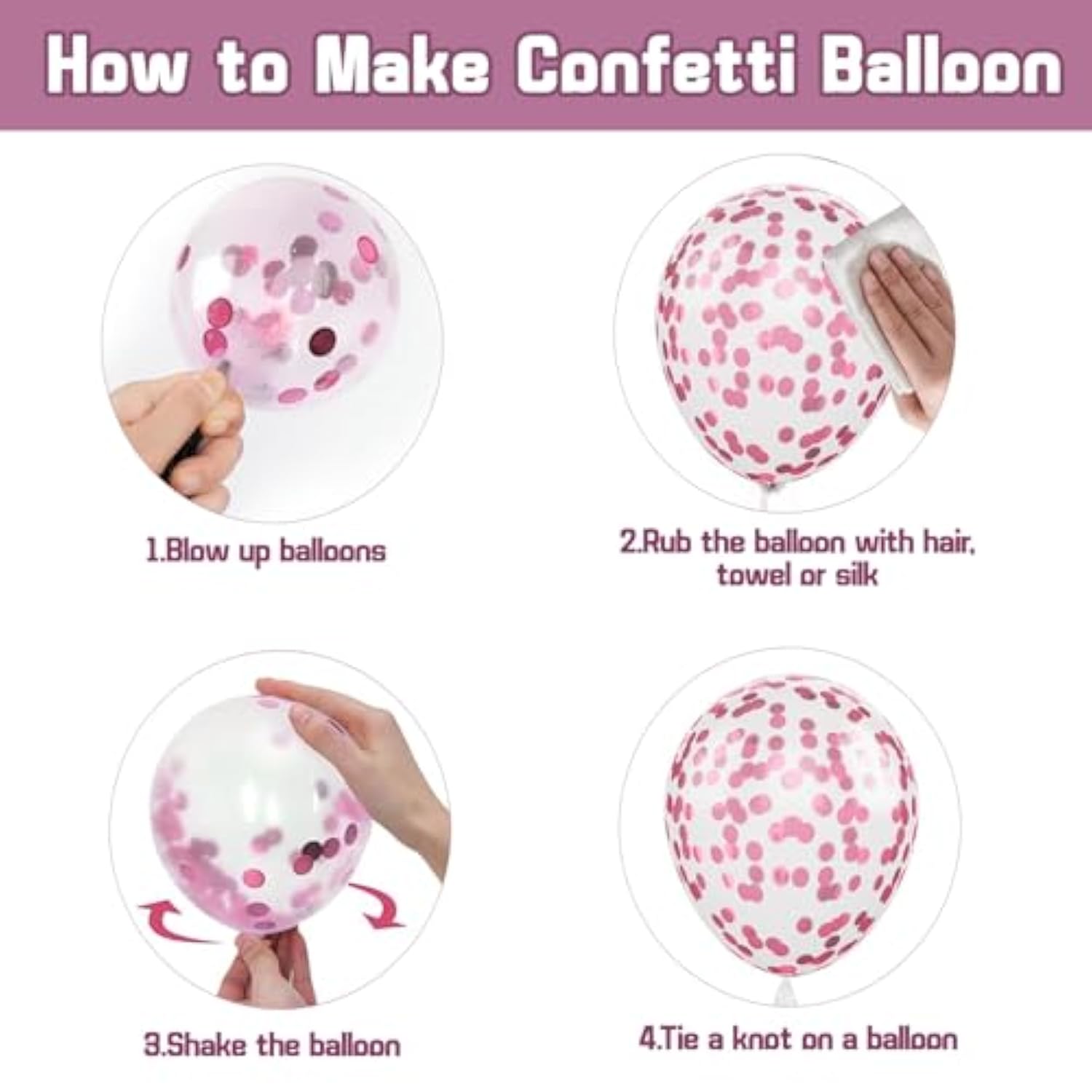 50pcs Pink Balloon Set 12in Metallic Confetti Balloons for Parties and Weddings