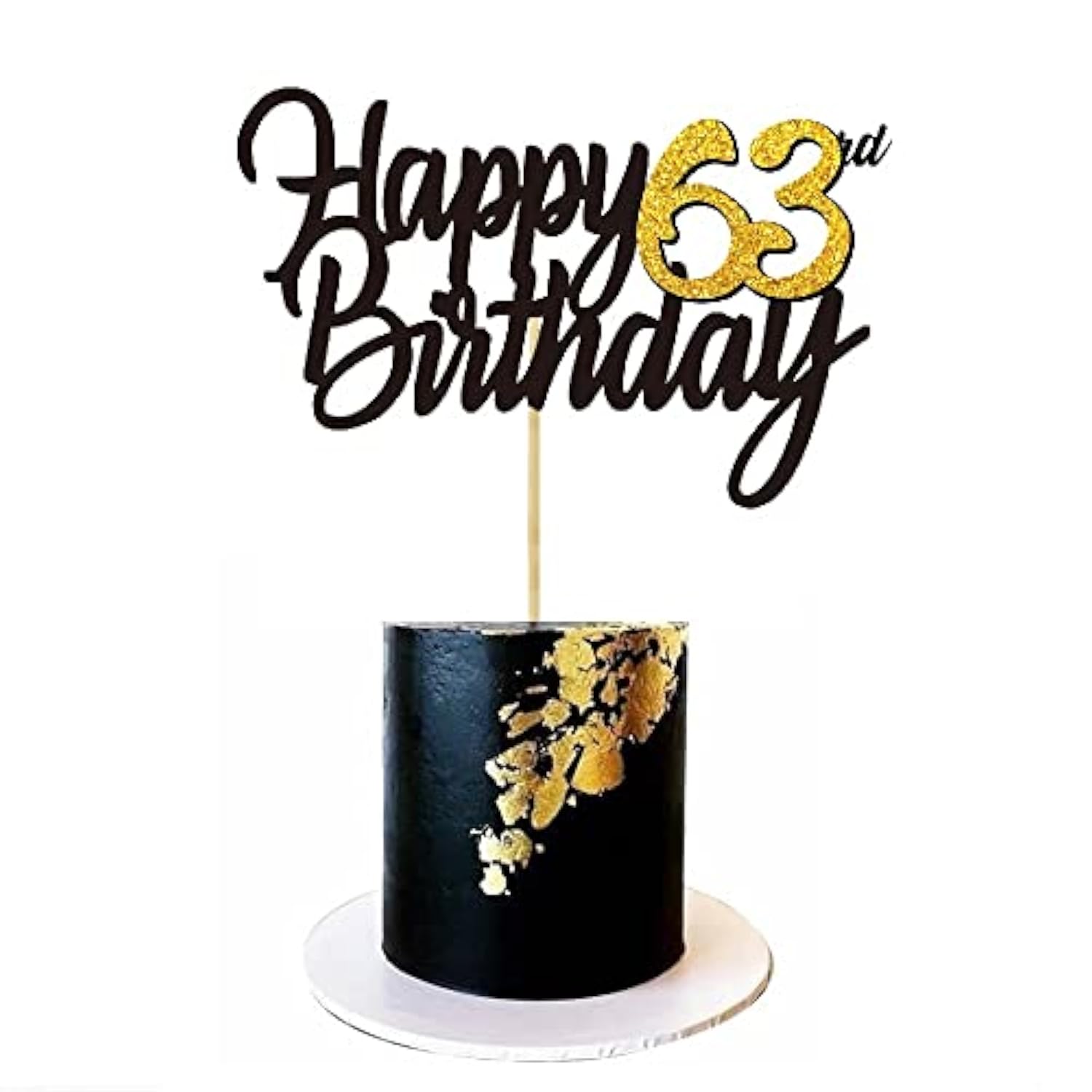 Happy 63Rd Birthday Cake Toppers Glitter 63Rd Anniversary Cake Topper 63 Years Loved Bday Decorations 63 Gold Birthday Cake Decorations Sixty-Three Party Supplies For Women Men(Black Gold)