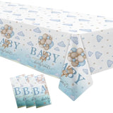 3-Pack Blue Bear Baby Shower Tablecloths – “We Can Bearly Wait” Party Covers