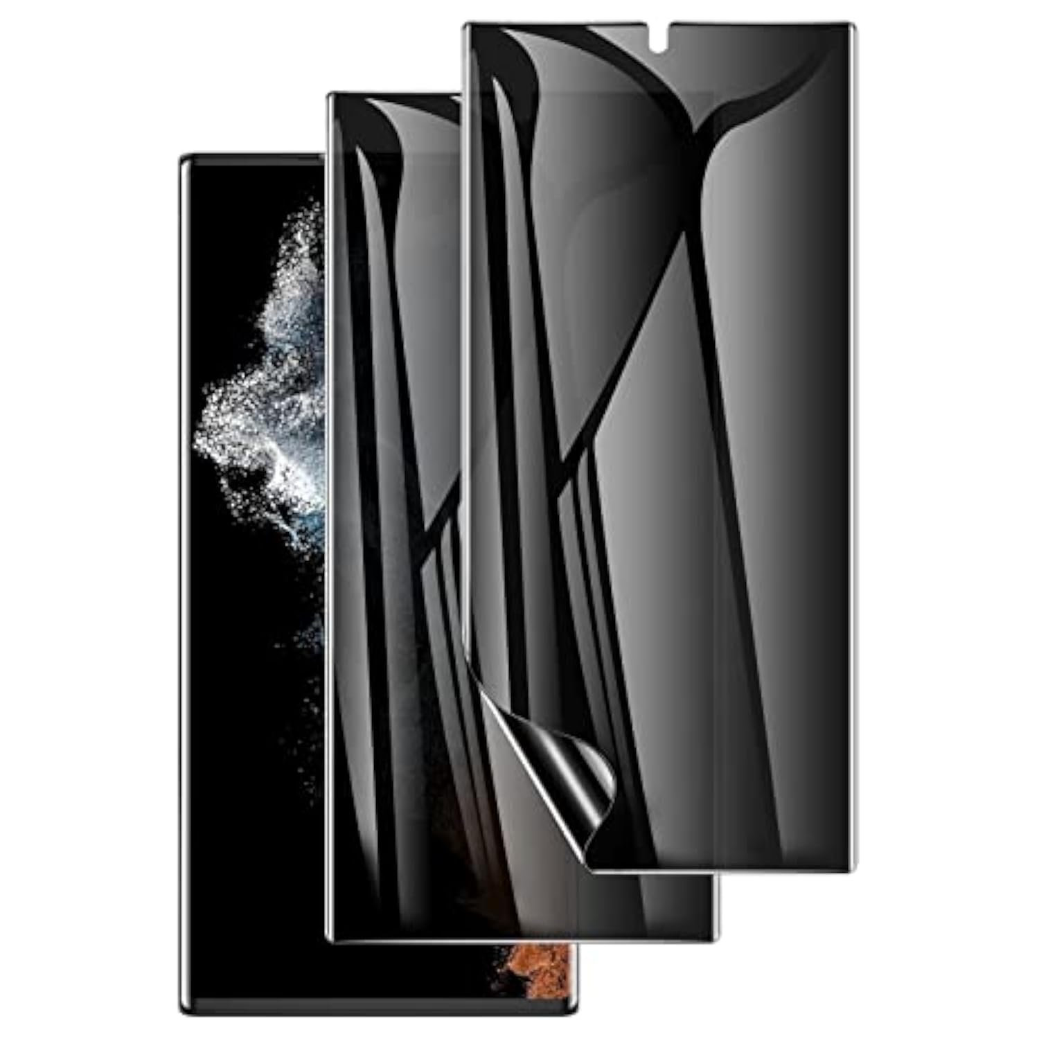 2 Pack For Samsung Galaxy S22 Ultra Privacy Screen Protector, Anti-Spy Full Adhesive Flexible Film For Galaxy S22 Ultra 5G 6.8”, [Support Fingerprint Reader] Easy Installation Frame - Black