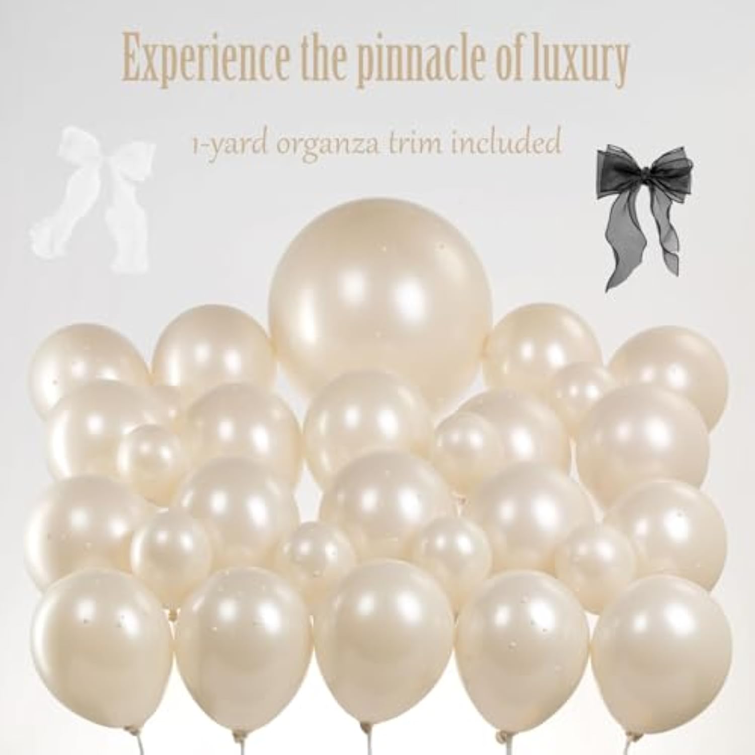Pearl White Double-Stuffed Balloons Different Sizes 63 Pack 18/12/10/5 Inch White Sand Ivory Balloon Garland Kit For Wedding Birde To Be Birthday Decorations (Pearl White Sand(2-Layers))