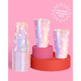 Iridescent Engagement Ring Plastic Cups | 16 Pcs 16 Oz | Bachelorette Drinkware, Diamond Decor, Bling Ring Party Supplies, Proposal Tablescape