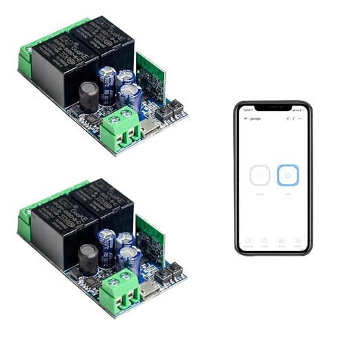 Ewelink Wifi Wireless Smart Relay Module Usb 5V Dc7V/12V/24V/48V 2 Channel Switch For Garage Door, Rolling Shutter Door, Electric Curtain(2Pcs,2Ch)