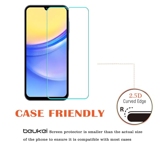 (3 Pack) Compatible For Samsung Galaxy A15 5G And Galaxy A15 Screen Protector Tempered Glass, Touch Sensitive,Case Friendly, 9H Hardness