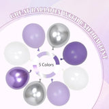 Purple Balloon Arch Kit With Pastel Metallic Purple Confetti Silver White Balloons For Wedding Bridal Baby Shower Birthday Party Decorations
