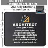 Architect Definition Mouse Pad - Architecture Mousepad - Designer Gifts - Funny Mouse Mat For Desk 9.5 In, Medium, Black