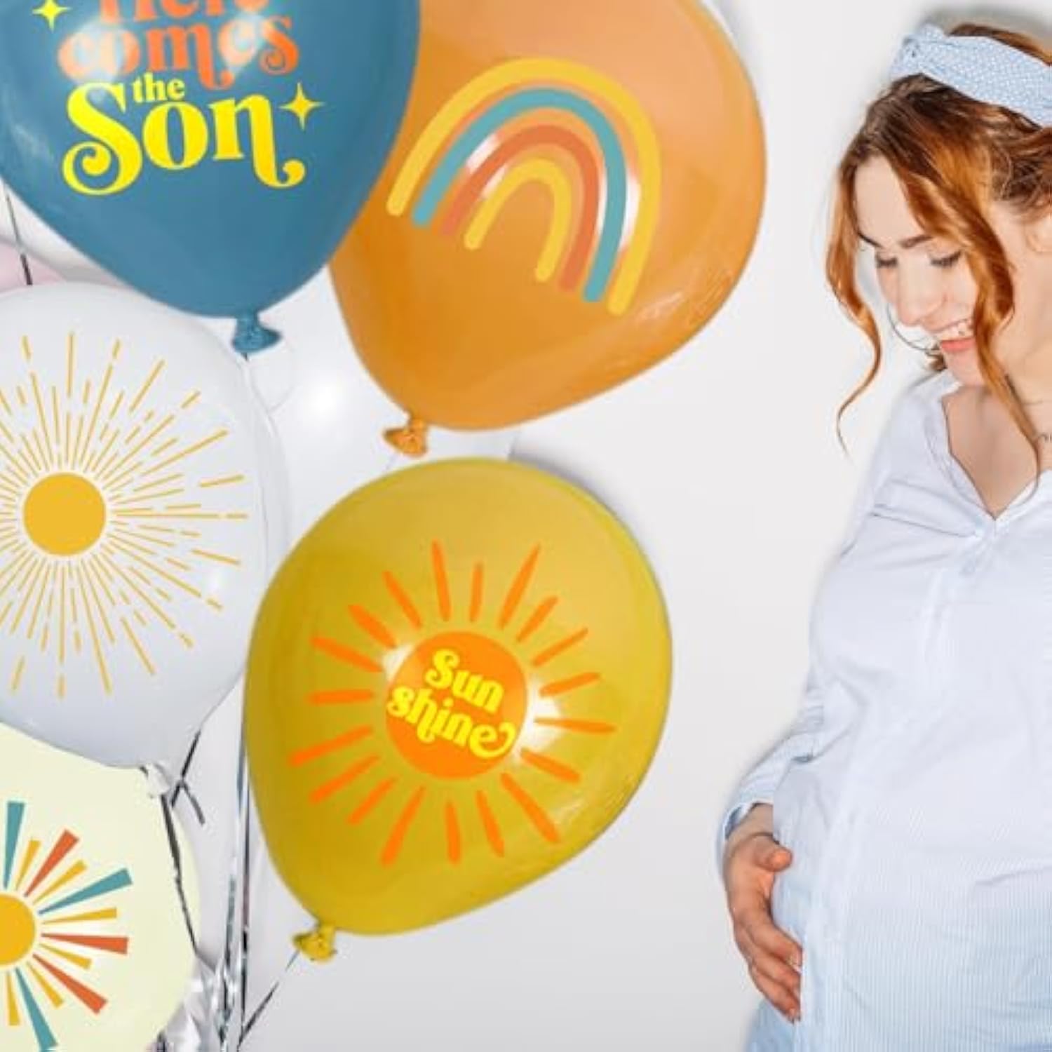 Here Comes The Son Baby Shower Decorations 35pcs Boho Sunshine Balloons for Decor
