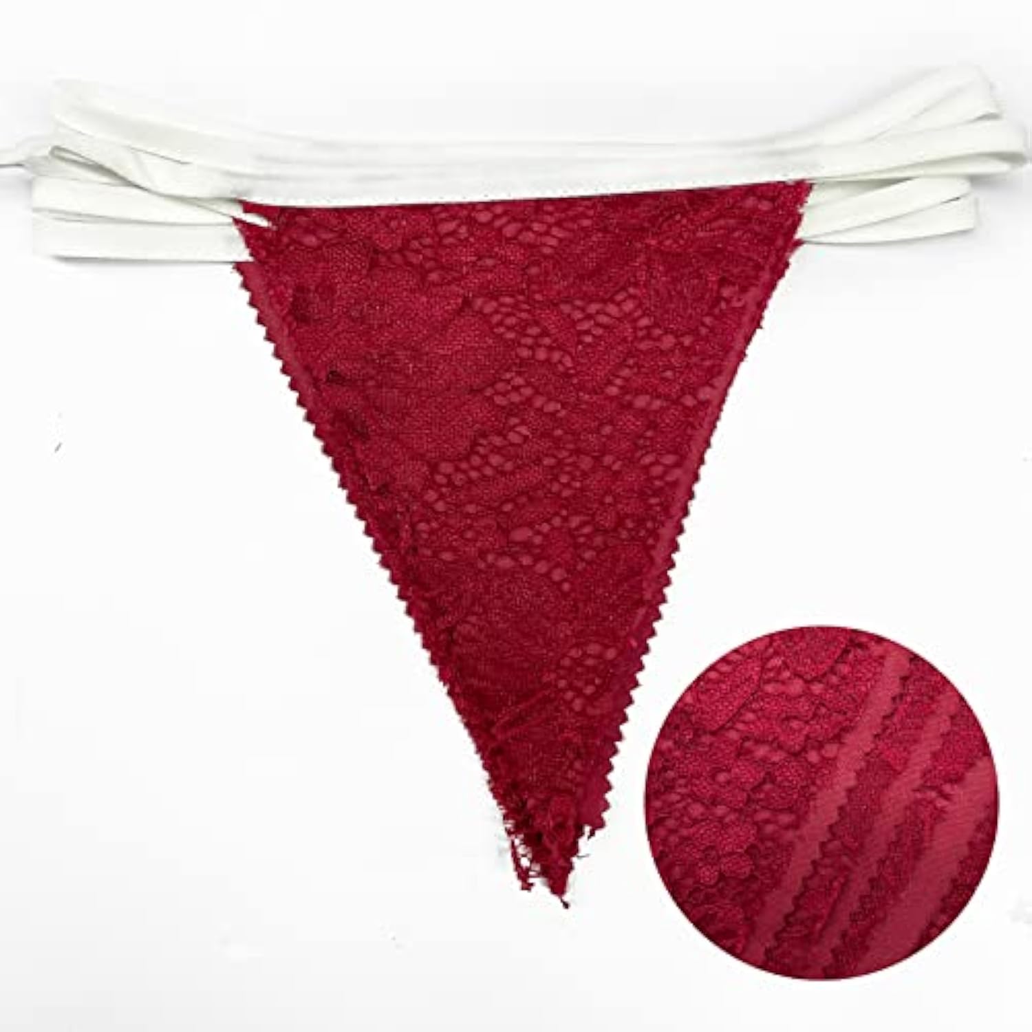 32Ft Burgundy Pennant Banner Red Wine Fabric Triangle Party Lace Flag