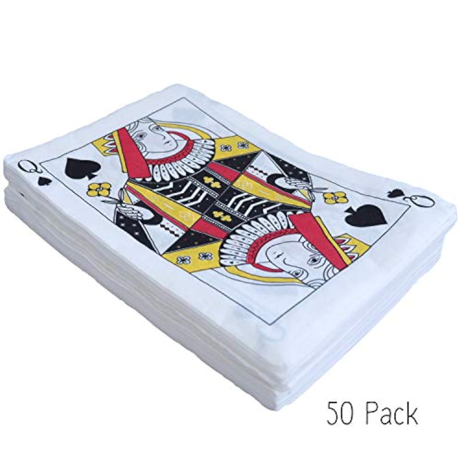 Casino Party Paper Napkins - 50 Pack Queen Of Spades Playing Card Shaped Disposable Paper Party Napkins 5"X7" For Casino Night Poker Game Party Supplies Tableware Decoration