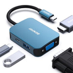 Benfei Usb C Hub 4-In-1, Usb Type-C To Hdmi Vga Adapter, Usb C To Usb Adapter, Usb Type-C Power Delivery, Compatible With 15 Pro/Max, Macbook Pro/Air 2023, Ipad Pro, Imac, S23, Xps 17