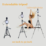 Smartphone Video Kit, Vlogging Kit, Youtuber Kit, With Microphone Light Tripod 50" Extendable Phone Clip Remote Control Compatible With Iphone/Smartphone/Cameras