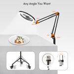 Ring Light Tripod For Iphone,Ring Light With Stand And Phone Holder,Led Overhead Camera Mount With Casters,Phone Tripod With Light And Remote For Video Recording/Live Stream/Cooking