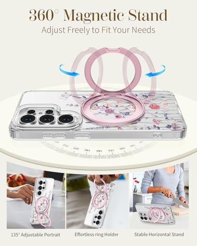 for  Galaxy S26 Ultra Case with Stand - Cute Soft TPU Clear Phone Cover for Women Girls Compatible with Magsafe Girly Unique Design with