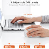 2.4G Wireless Left Handed Mouse, Ergonomic Left Hand Vertical Mouse For Small Medium Hands, 5 Buttons, 800/1200/1600 Dpi, Blue Led Sensor, Compatible With Laptop, Pc, Mac, Windows, White