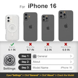Heavy Duty Clear Magnetic Case for iPhone 16, 6.1" Screen Protector Included