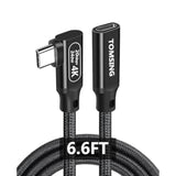 Right Angle Usb C Extension Cable?240W/20Gbps/4K@60Hz?,6.6Ft,Type-C Male To Female,Extension Charging & Sync For Playstation, Xbox, Flash Drive, Printer, Camera And More?Black?