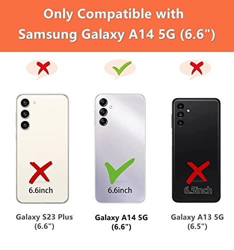 for  Galaxy A14 5G Wallet Case with Card Holder for Women, Crossbody Lanyard Strap Kickstand PU Leather Case with Zipper Pocket Credit Card