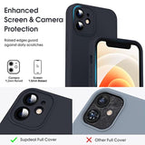 Liquid Silicone Case for iPhone 12 Mini, 4 Layer Phone Case Protective Cover with Camera Protection, Anti Fingerprint, and Wireless Charging, 5.4", Black