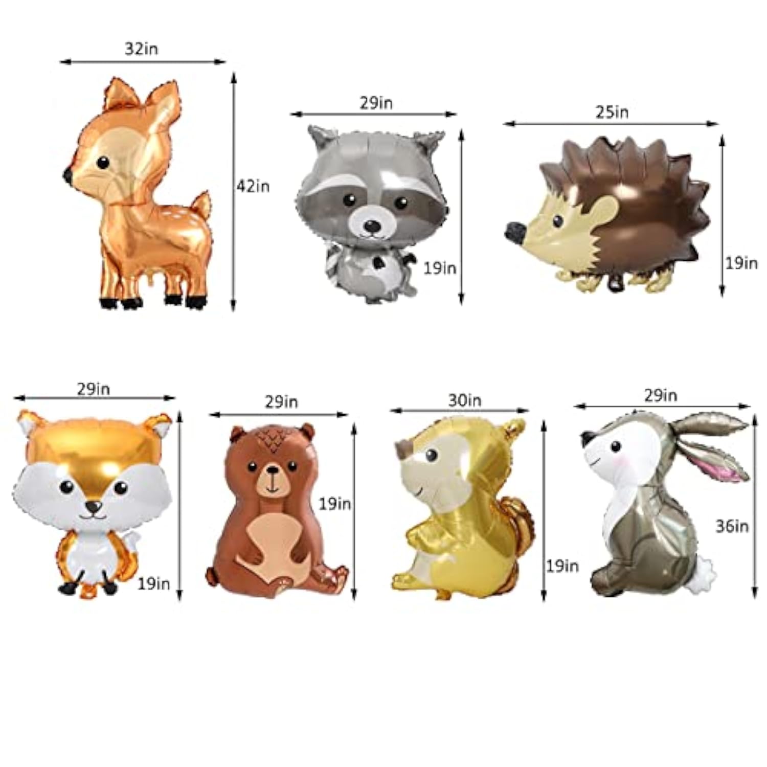 7pcs Forest Animal Balloons – Bunny, Fox, Hedgehog & More Party Décor