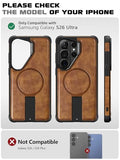 Strong Magnetic for  Galaxy S26 Ultra Case Leather,[Compatible with MagSafe], Adjustable Kickstand, Shockproof Protective Cover for
