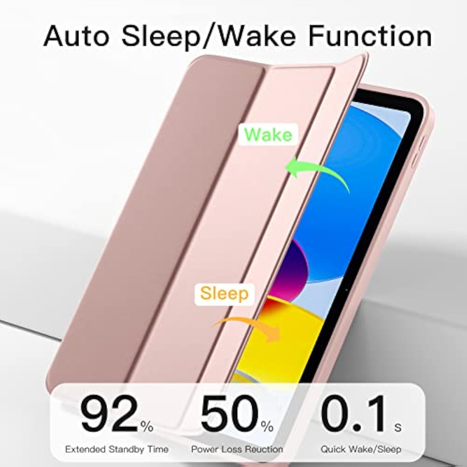 Compatible With (A16) 11Th Generation Case 11 Inch 2025 New, For 10Th Generation Case 10.9 Inch 2022, Trifold Stand Protective Cover With Pencil Holder, Auto Sleep/Wake, Rose Pink
