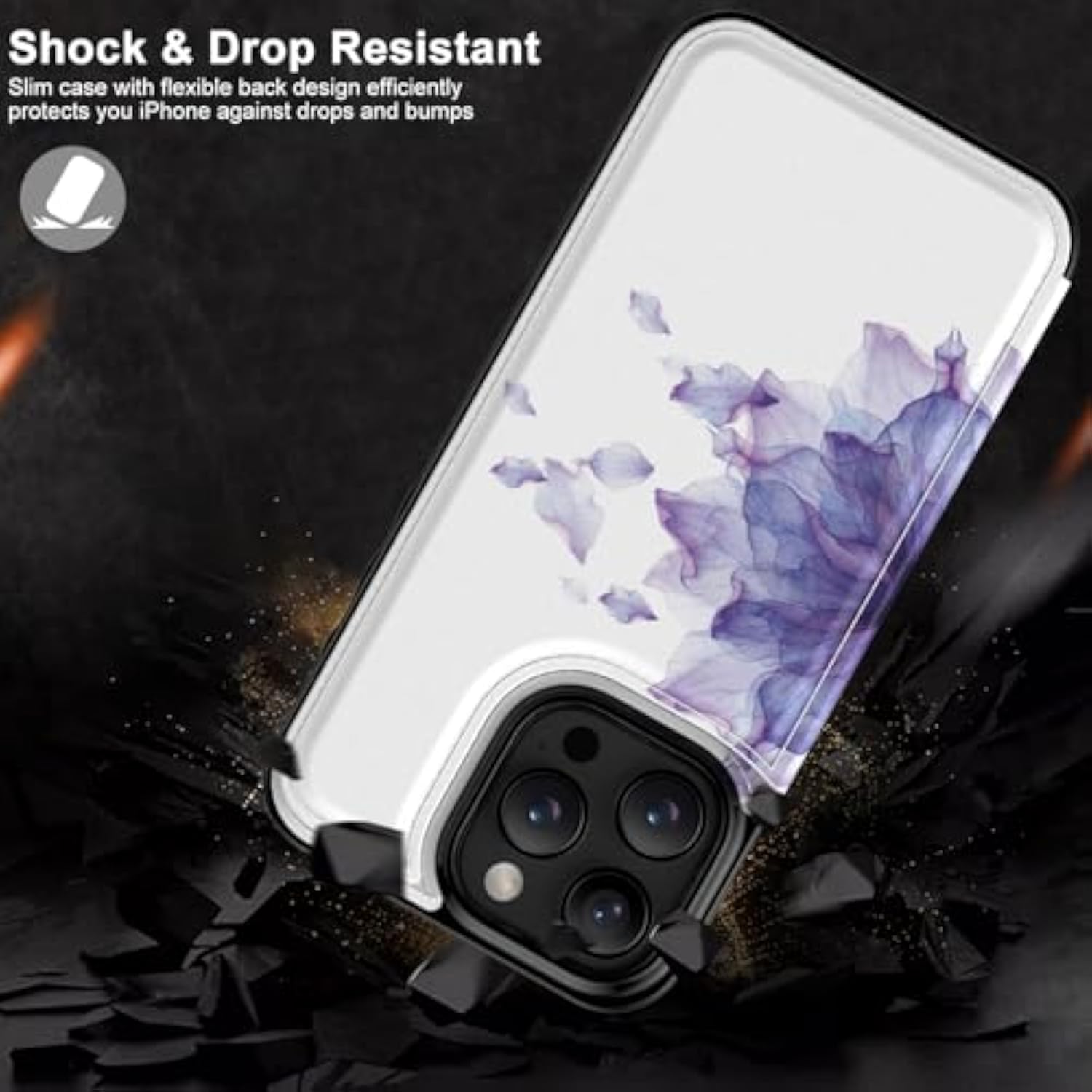 For Iphone 16 Pro Wallet Case - Flip Folio Leather Kickstand - Fashionable Flower Designs - Credit Card Holder - Protective Phone Cover For Women And Girls - 6.3" - Blooming Purple Flower