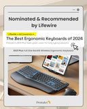 Backlit Bluetooth Ergonomic Keyboard, Ek01 Plus Full Size Wireless Split Keyboard With Dual Bluetooth And Usb, Cushioned Wrist Rest, Rechargeable, Compatible With Windows/Mac/Android, Blue