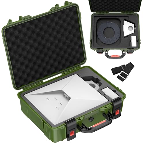 Starlink Mini Case, Waterproof Green Starlink Mini Hard Case with Portable Strap, Precision Cut Foam for Starlink Accessories, Starlink Bag for