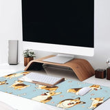 Cartoon Corgi Large Gaming Desk Mat,Rubber Non-Slip Cute Dog Mouse Pad,31.5X11.8X0.12In Extended Pet Bone Mousepad,Puppy Lover Mice Pads Gifts,Office Home Deskmat Decor