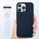 Compatible With Iphone 16 Pro Max Case Tpu Card Holder Wallet Cover,Camera Protection + Screen Protector Soft Card Slot Phone Case -Blue