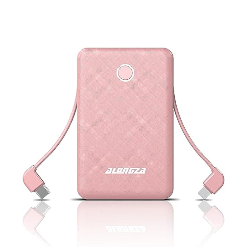 Small Portable Charger 6000Mah Power Bank With Built In Cables Ultra Slim Battery Pack Lightweight Cluch Phone Charger External Battery Charger For Cell Phones