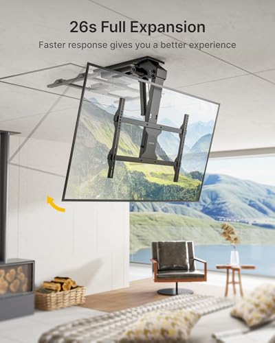 Motorized Ceiling TV Mount with Remote for 37-75 Inch TVs, Electric TV Mount Motorized Drop Down for Flat and Pitched Roof,Holds up to 99 lbs, 4X