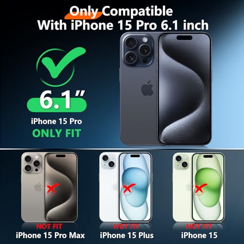 2025 New Designed for iPhone 15 Pro Case Waterproof, [Military Grade Shockproof][Glass Camera Protector & Built-in Screen Protector][IP68