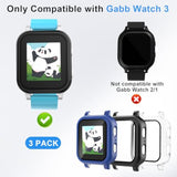 3 Pack Case Compatible With Gabb Watch 3/3E Screen Protector For Kids, Hard Pc Overall Protective Case Bumper With 9H Tempered Glass Cover Accessories, Black+Clear+Blue