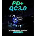 Usb C Car Charger, 60W/5A Super Mini Fast Car Charger Cigarette Lighter Adapter Qc3.0 & Pd Type C Dual Port