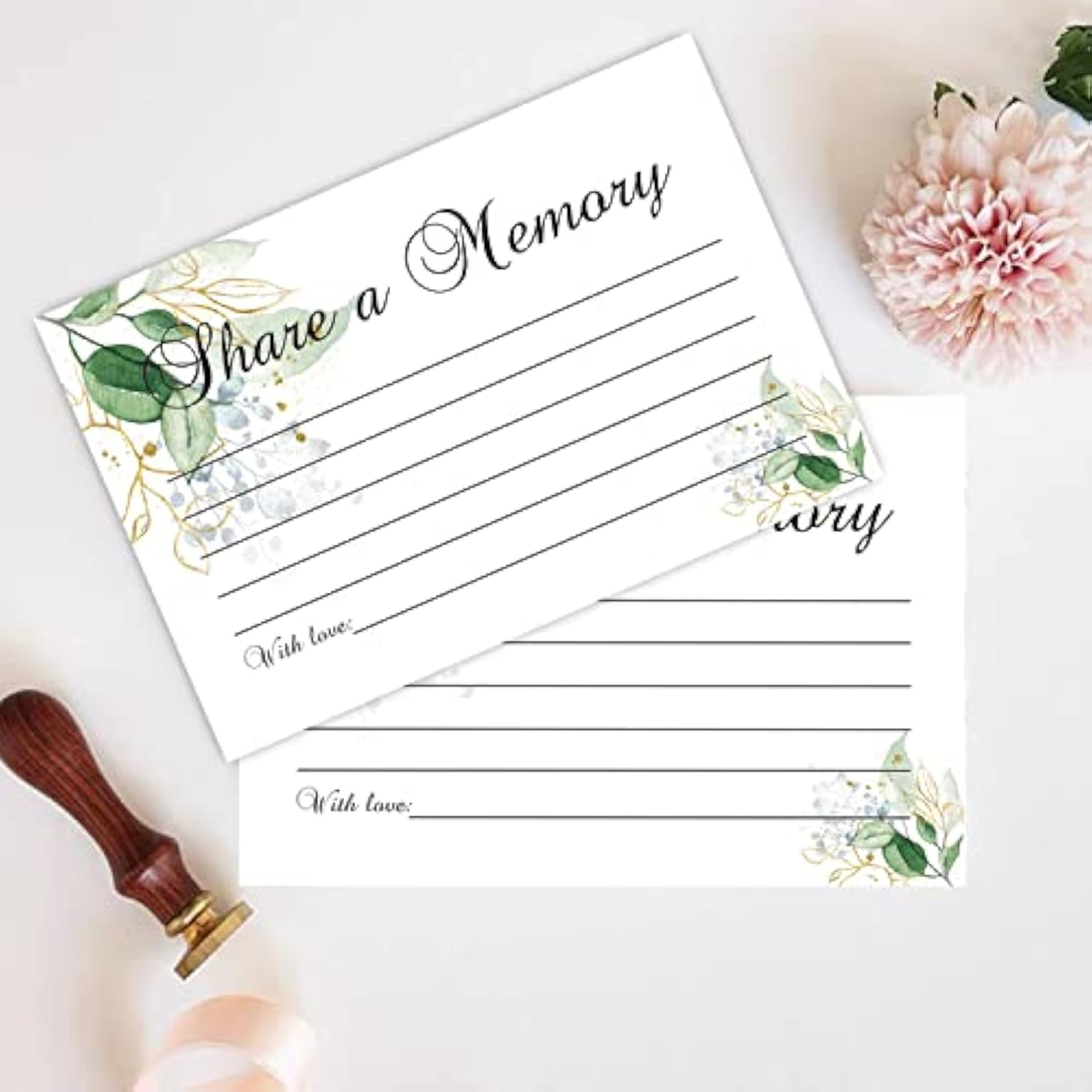 Share A Memory Cards, 50 Cards, Memory Card For Celebration Of Life, Graduation, Wedding, Retirement, Going Away Party - Greenery (4" X 6"?