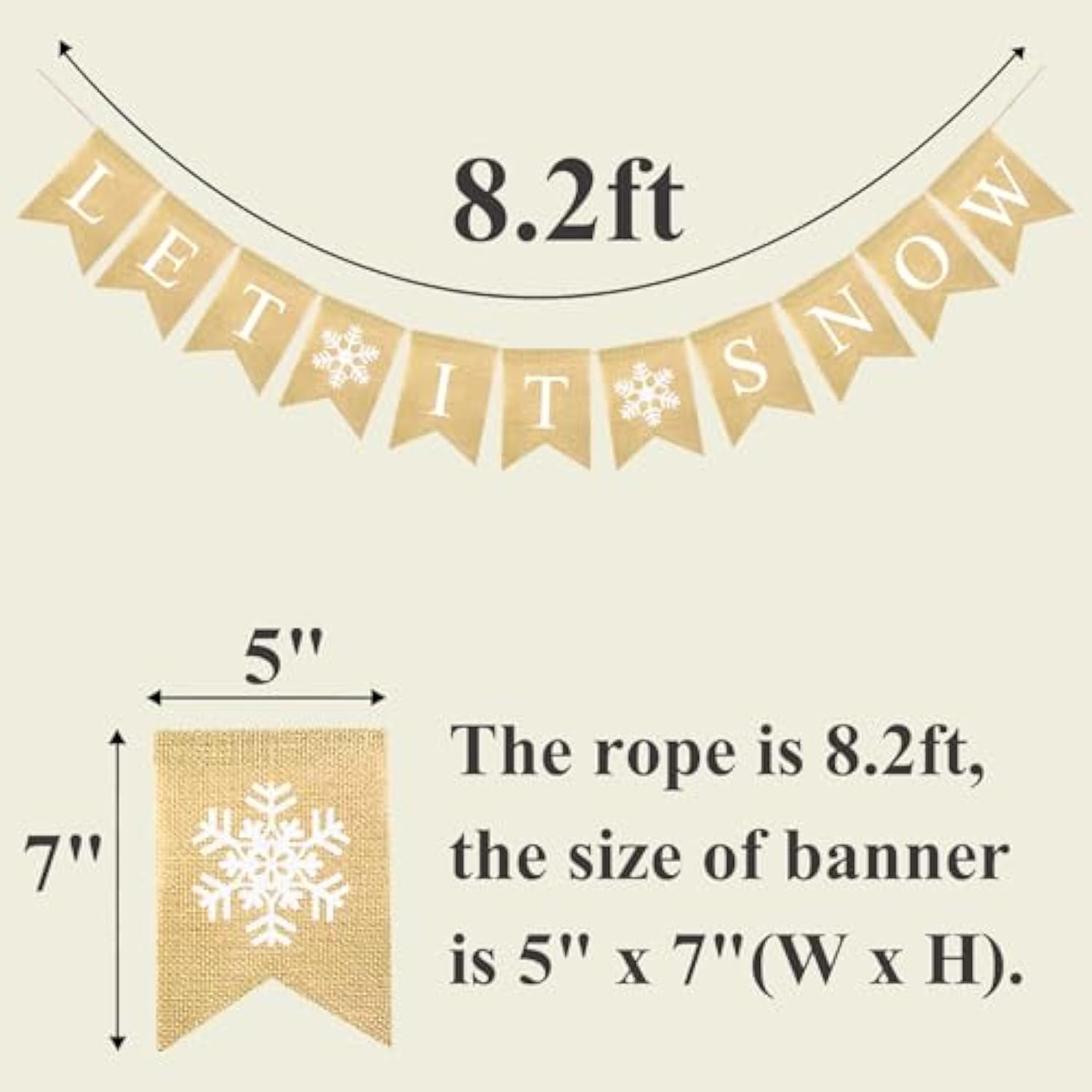 Let It Snow Banner Christmas Decorations For Home Mantle Fireplace Snowflake Bunting Garland For Winter Wonderland Decorations Ready To Hang Holiday Decor Burlap Bunting Wall Decor