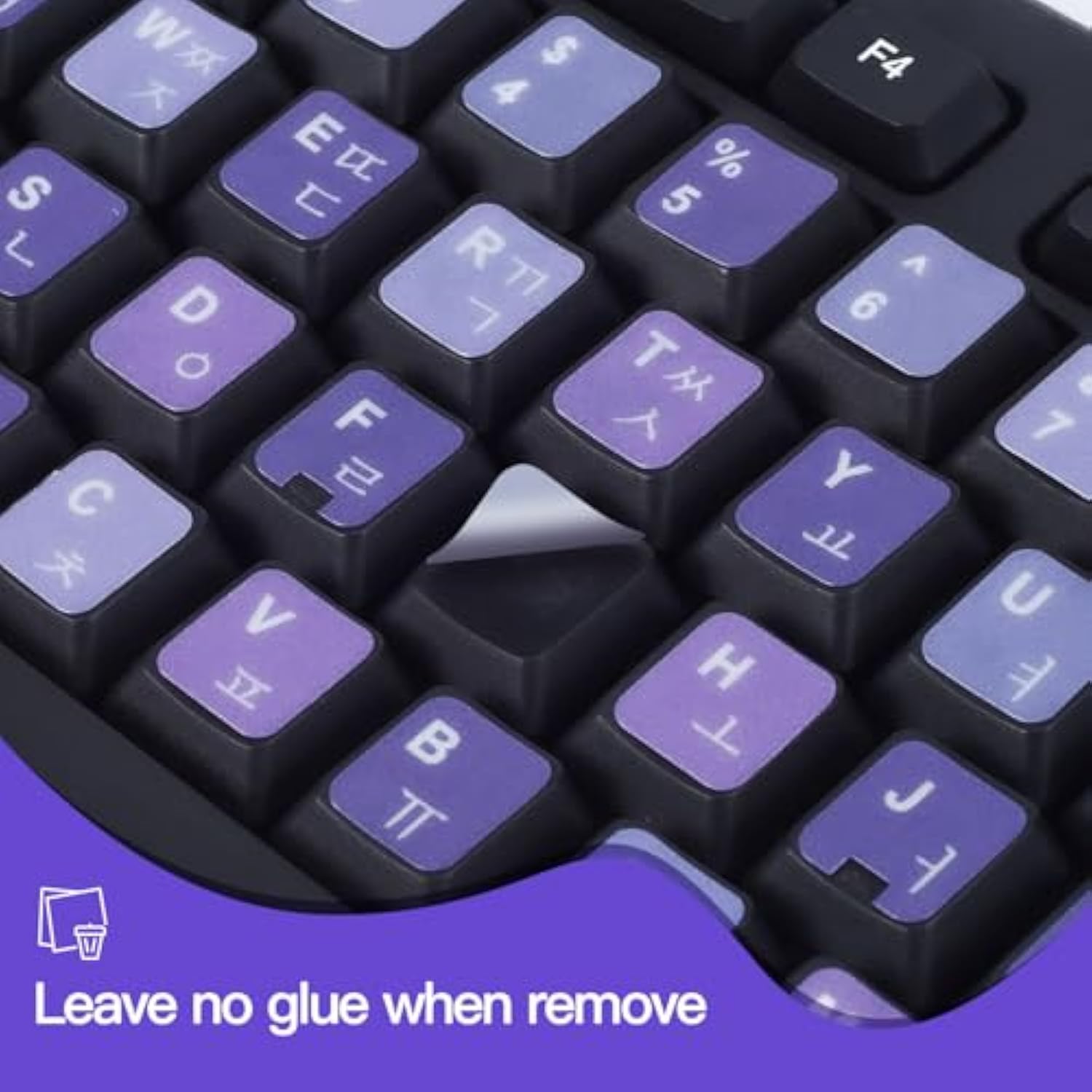 2Pack Korean Keyboard Stickers, Korean-English Keyboard Sticker On Purple Back