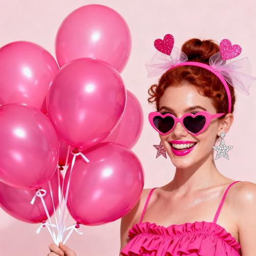 Hot Pink Balloons 100pcs 12 Inch Bright Pink Latex Party Balloons