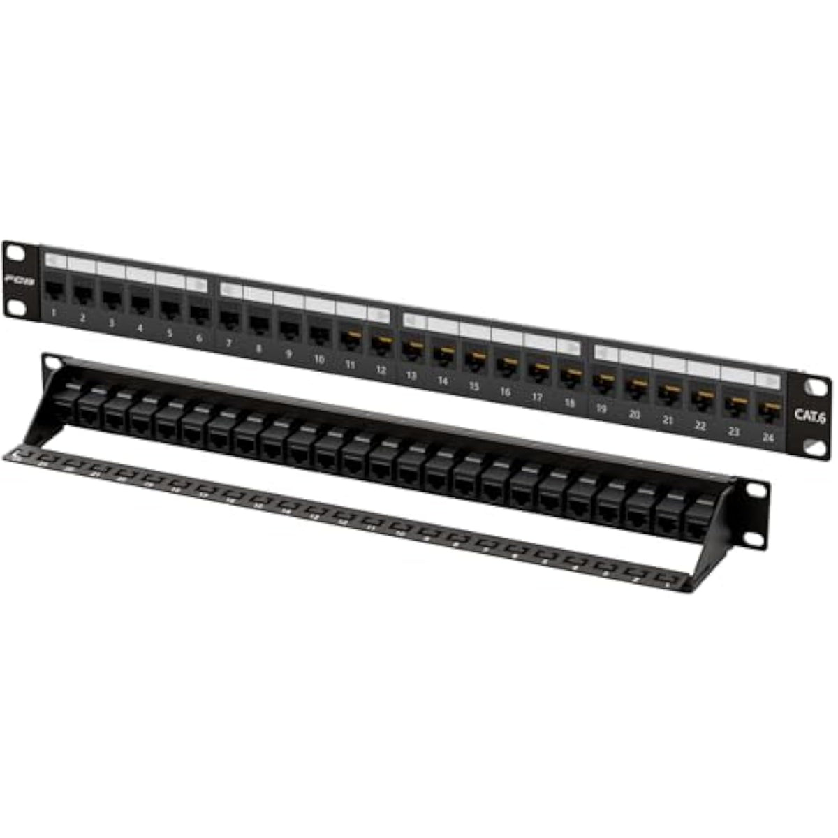 1U 24 Port Patch Panel And Cat6 Rj45 Keystone Coupler, 19" Rackmount Or Wall M