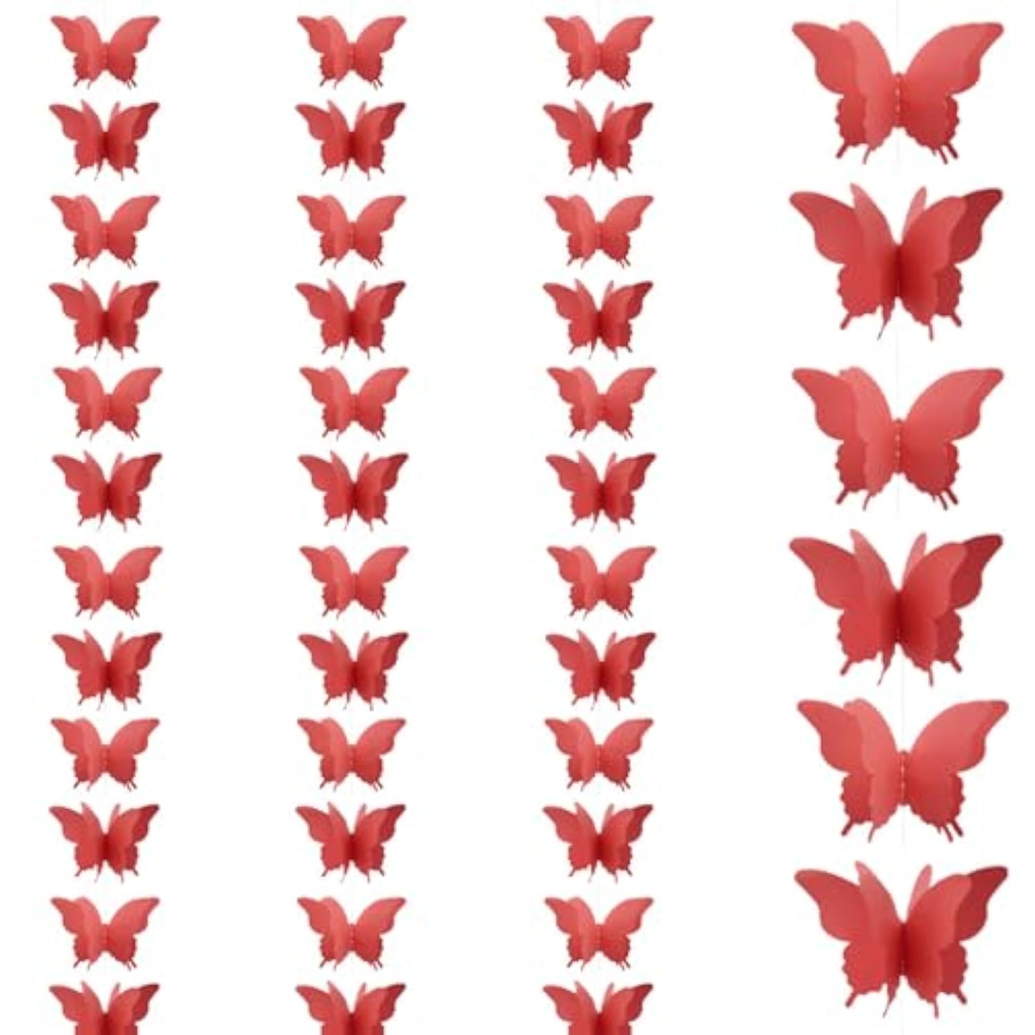 Yosawa 4 Pcs Large Paper Butterfly Banner Hanging Decorative, Curtain Hanging Paper Flower For Halloween Home Ceiling Decor Birthday Party Baby Shower Wedding Showcase Decoration?Zd/Red?
