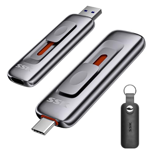 1Tb Flash Drive Ssd External, Push-Pull Usb Drive Up To 1000Mb/S Dual Head, Thumb Drive-Usb Ssd Memory Stick For Iphone 15/16/17, Android, Tablet, Win& Mac Zinc Alloy