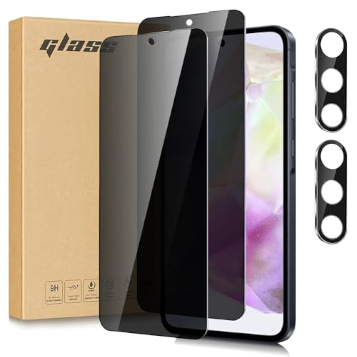 Privacy Screen Protector For Samsung Galaxy A35 5G With Camera Lens Protector[2+2 Pack], Anti-Spy Tempered Glass Film,9H Hardness,Anti-Scratch
